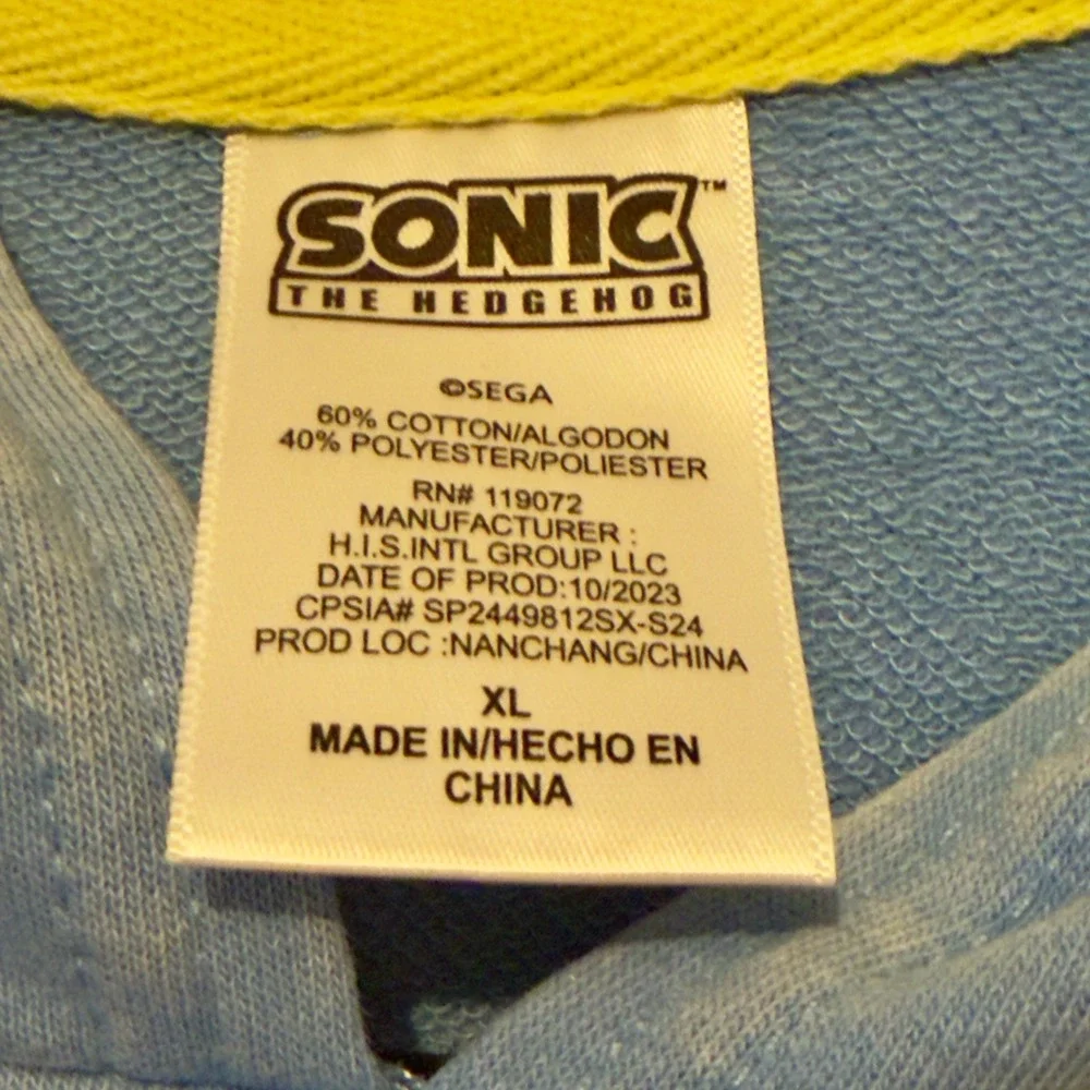 Sonic the Hedgehog Boys Blue Acid Wash Sleeveless Hoodie and Shorts Set Size XL